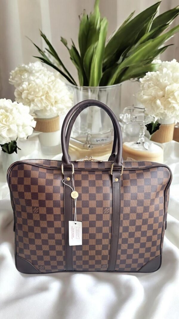 PORTE- DOCUMENTS VOYAGE DAMIER MARRON