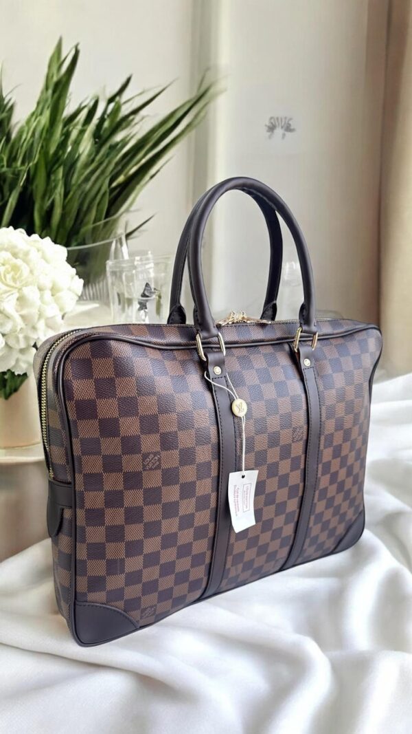 PORTE- DOCUMENTS VOYAGE DAMIER MARRON