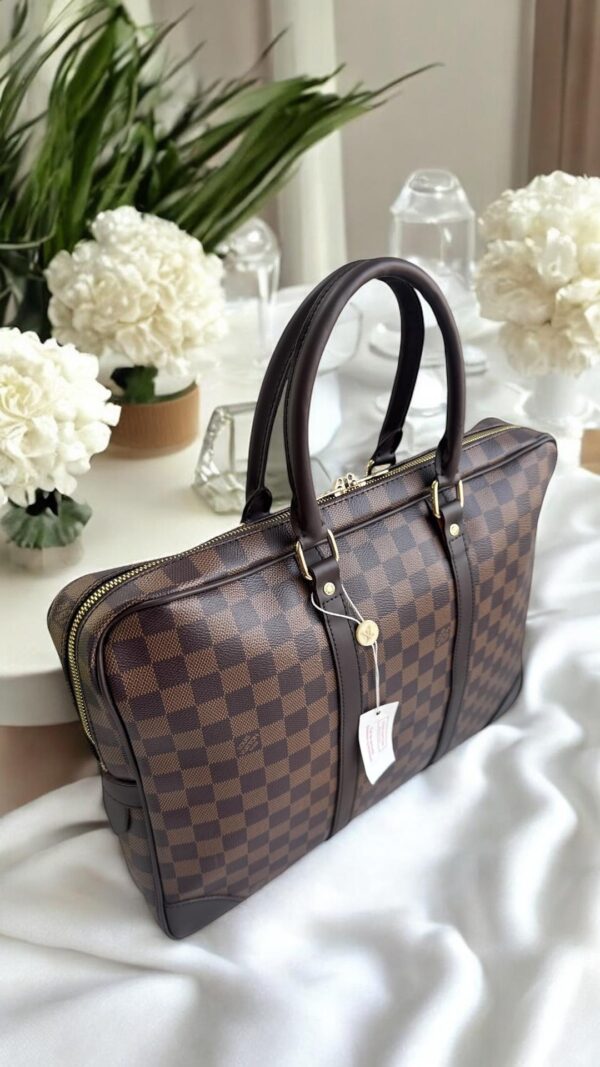 PORTE- DOCUMENTS VOYAGE DAMIER MARRON