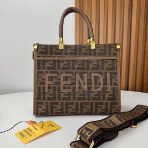 FENDI SUNSHINE SHOPPER TEJIDO JACQUARD KAKI